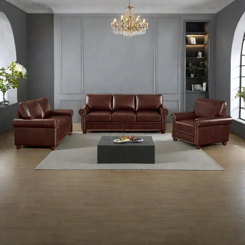 Mid-Century Modern Faux Leather Sofa with Storage, 1+2+3 Seater