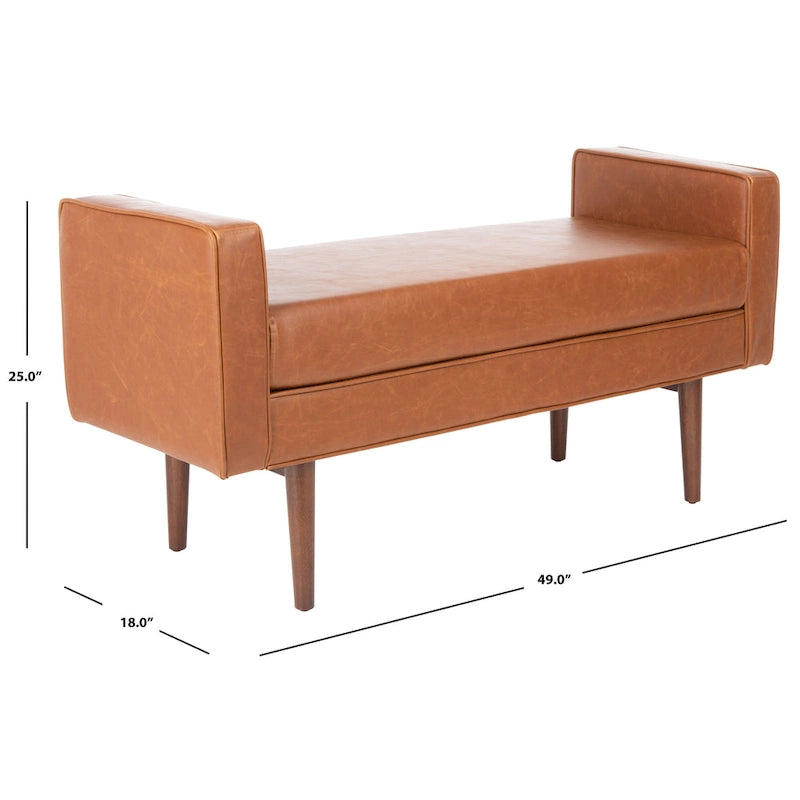 Mid-Century Modern 25-inch Bench - 49 W x 18 L x 25 H - 49Wx18Dx25H