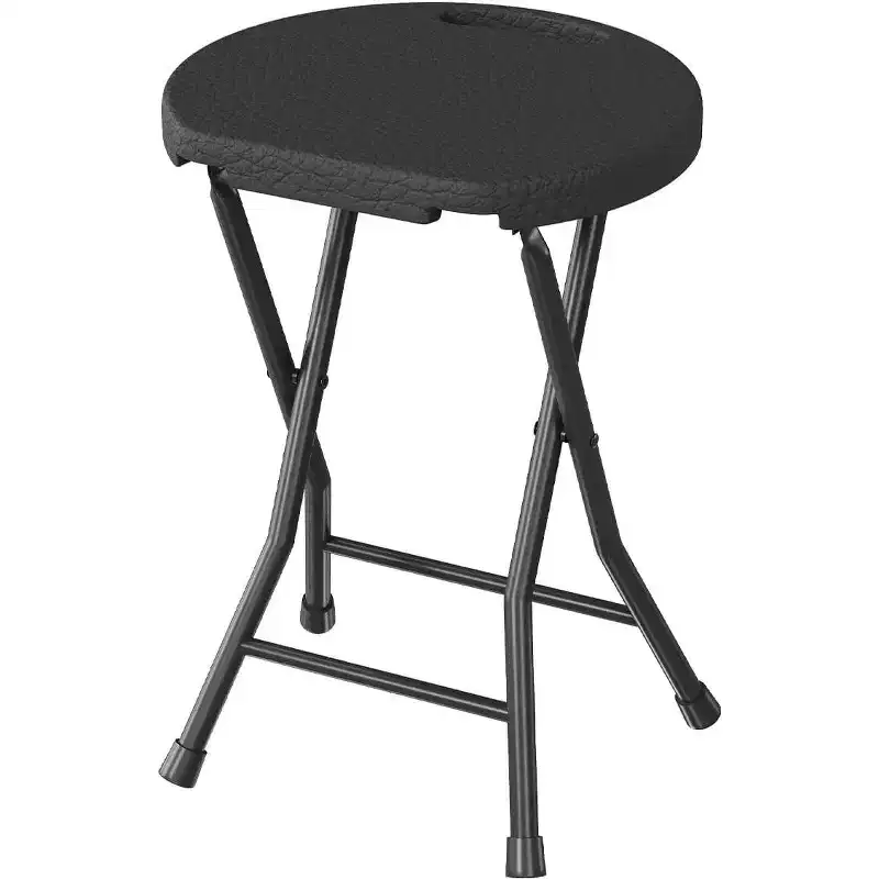 18 Inch Folding Stool Chair with Handle, Portable Heavy Duty Round Foldable Stool, Non-Slip Feet, 600Lbs Capacity, for Dorm, Kitchen