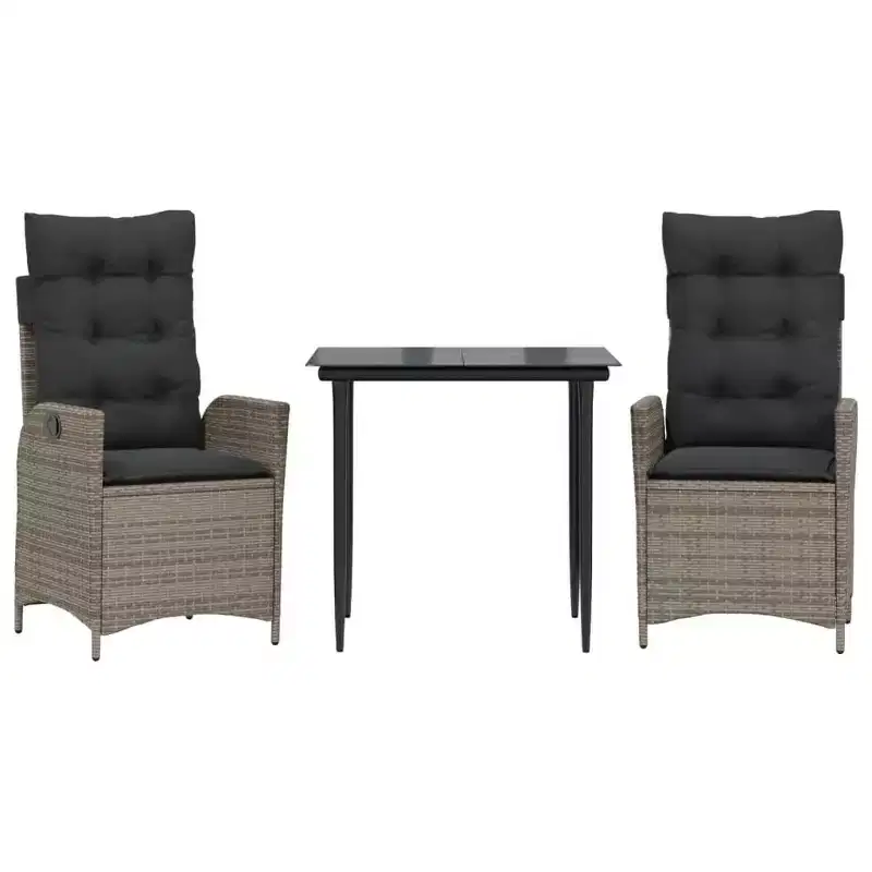 vidaXL Flexible Garden Dining Set with Cushions - Poly Rattan