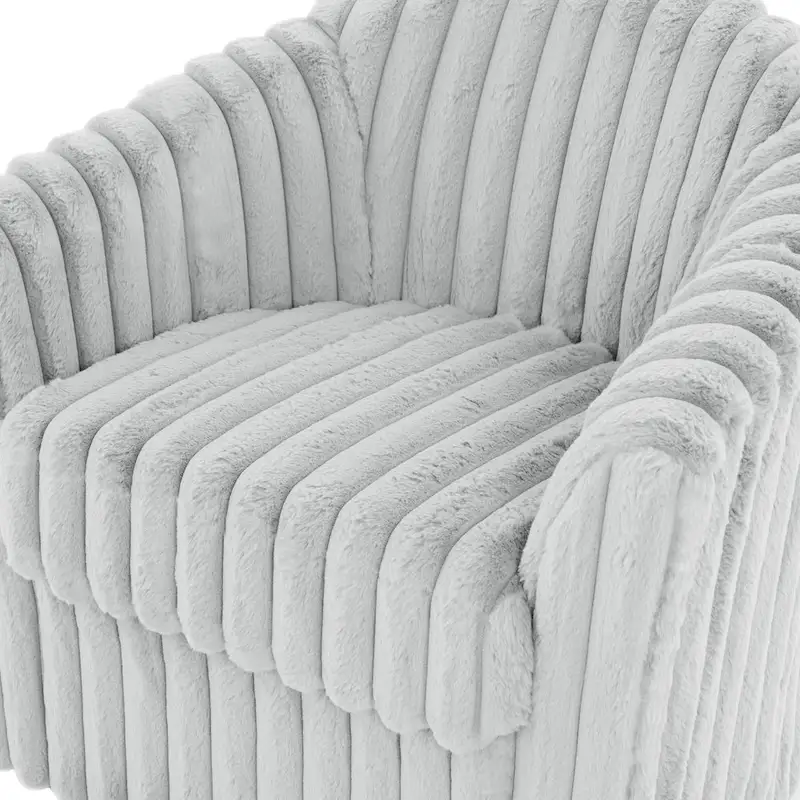 Faux Rabbit Fur Accent Chair 360-degree Swivel Barrel Chairs Set of 2