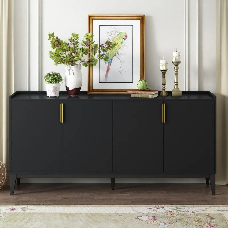 Storage Cabinet Sideboard Wooden Cabinet with 4 Doors for Hallway, Entryway, Living Room, Bedroom, Adjustable Shelf