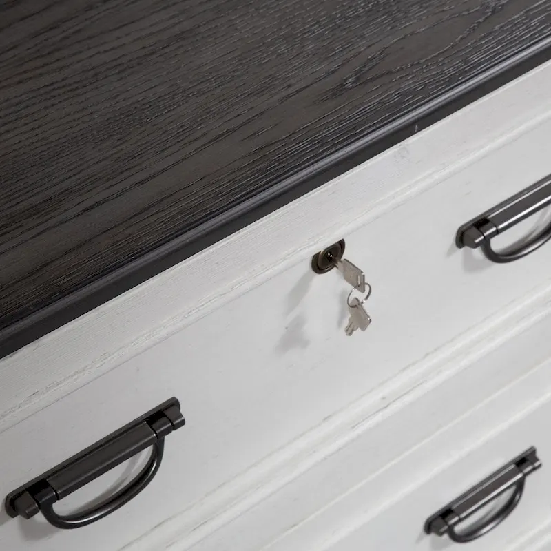 Allyson Park Wirebrushed White Bunching Lateral File Cabinet