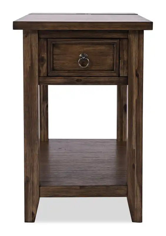 16 Chairside Table with Storage, Shelf and USB Port