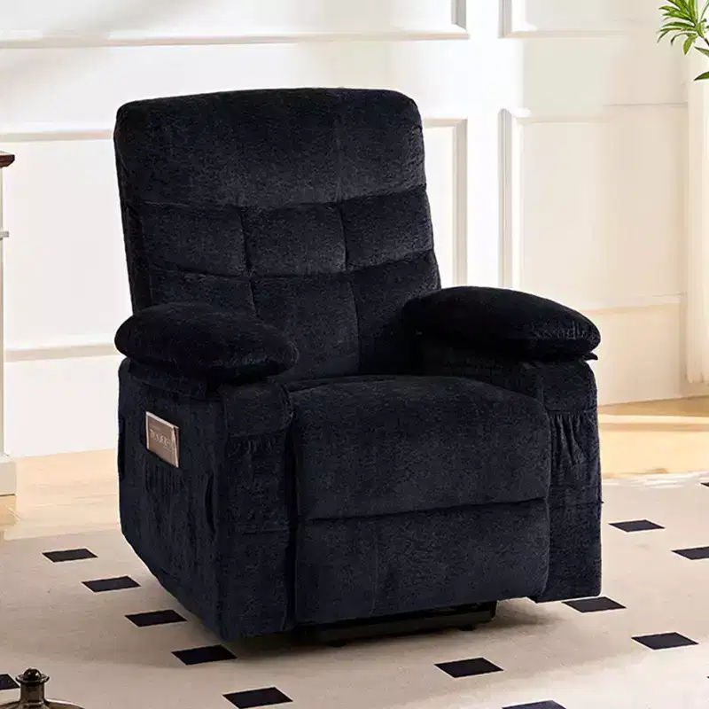 Large Size Velvet Power Lift Recliner Chair With Lumbar Heating And 8-Point Vibration Massage, Armchair For Elderly