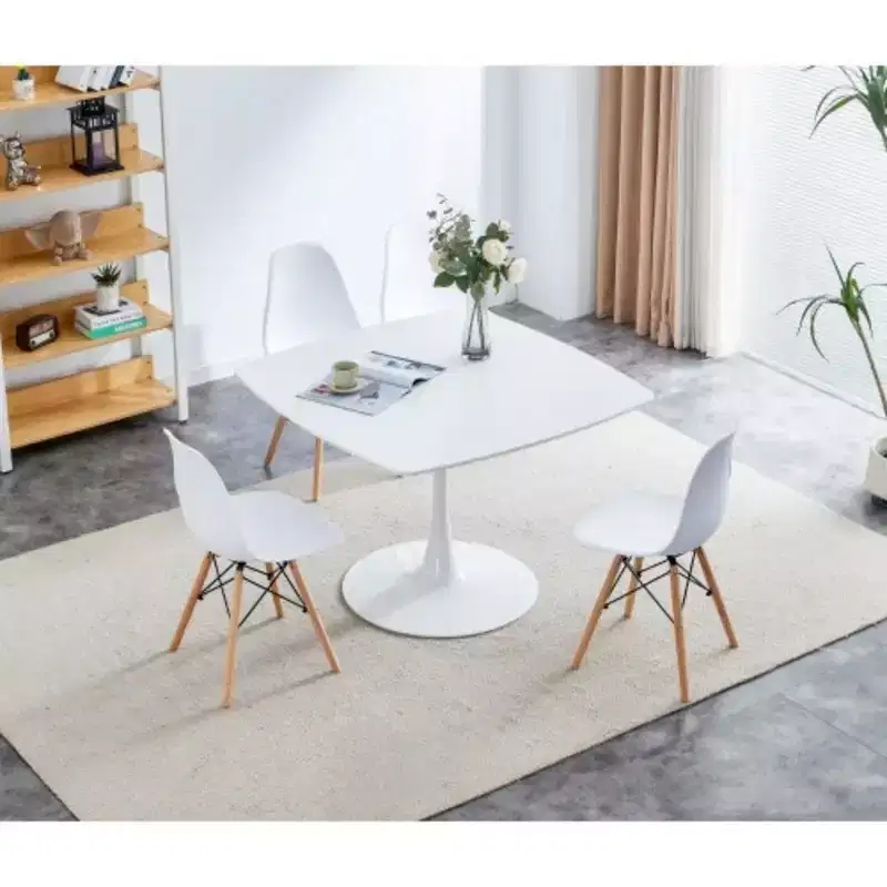 42.1WHITE Table Mid-century Dining Table for 4-6 people With Round Mdf Table Top, Pedestal Dining Table