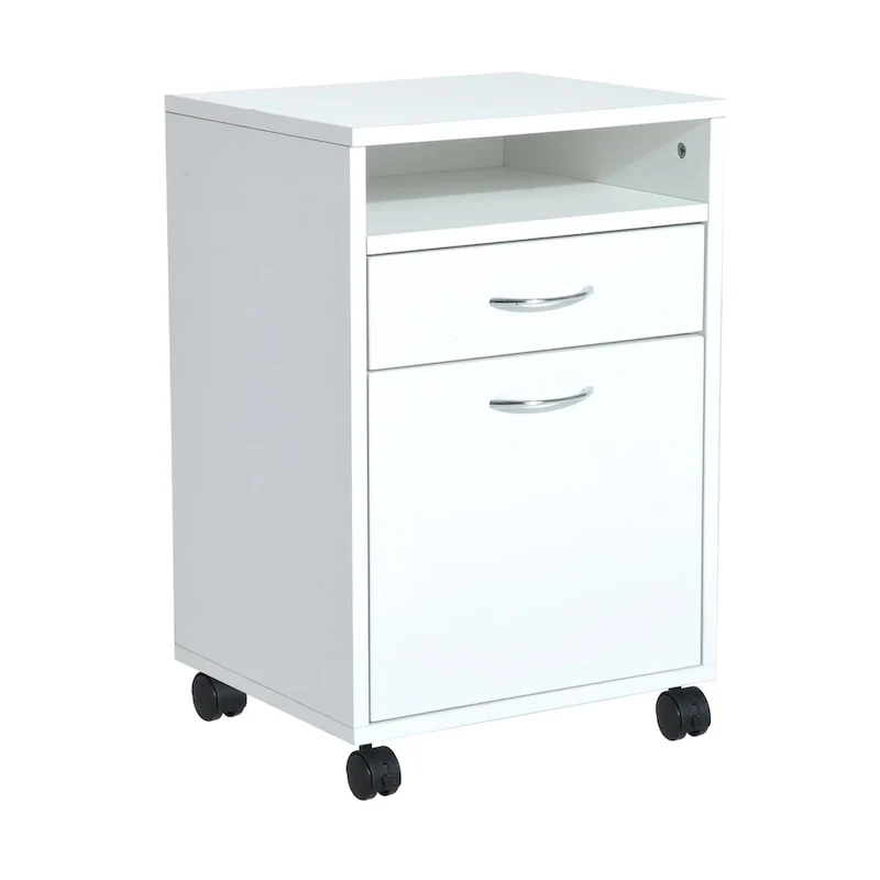 Mobile Printer Cart with 2 Drawers & Shelf, Rolling Storage Organizer, 15.75