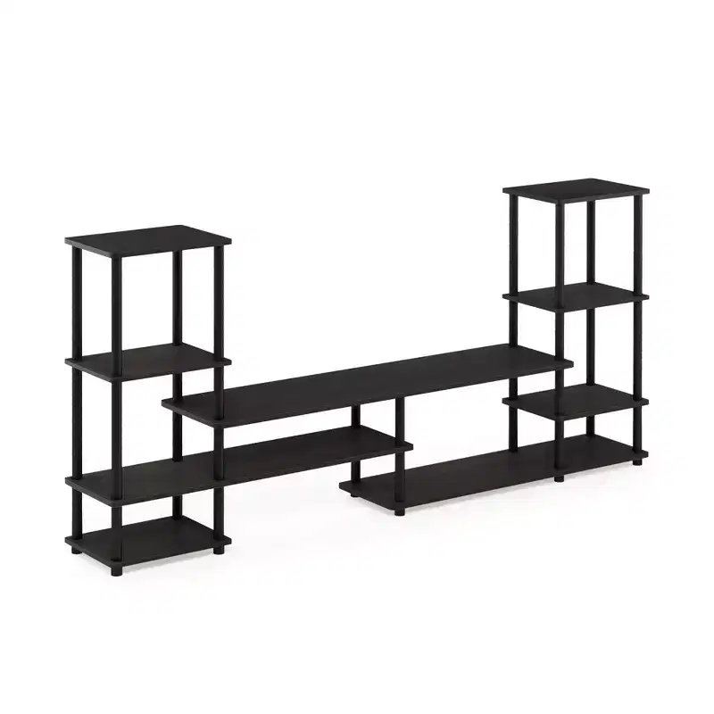 Multifunctional TV Stand for TV's up To 48 TV Console Entertainment Center Open Bookcase Shelves, Espresso/Black