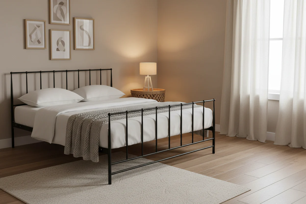 Brown King Size Metal Bed Frame