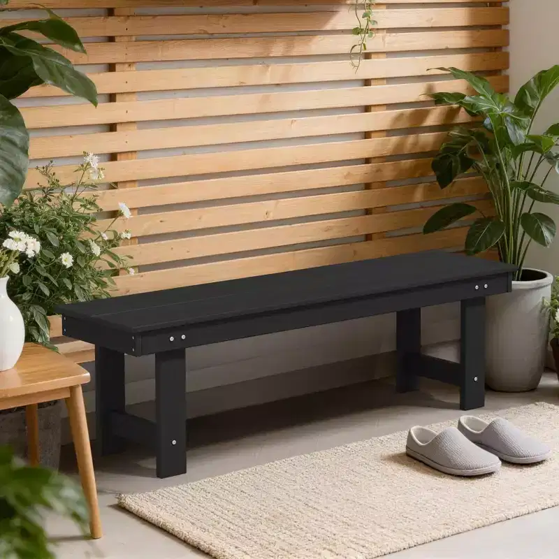 Hyleory HDPE Outdoor Patio Dining Bench - Durable & Weather Resistant Simple Stool