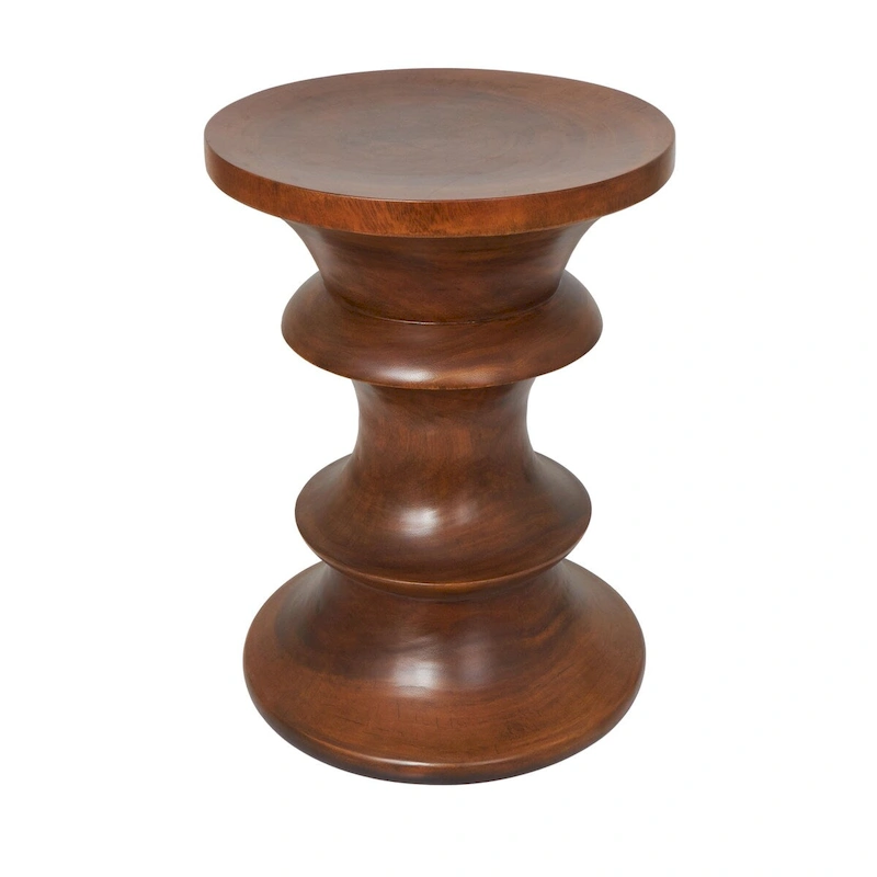 Wood Geometric Handmade Side End Accent Table - Brown - Roche River Decor