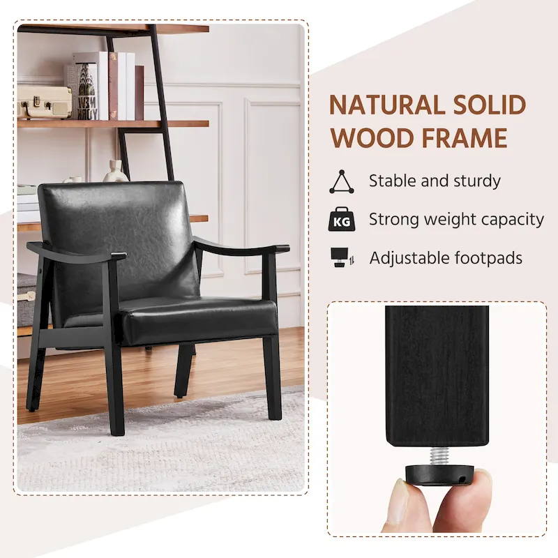 Yaheetech Upholstered Accent Chair Boucle Armchair with Solid Wood Legs - 24.5 L  28 W  29 H
