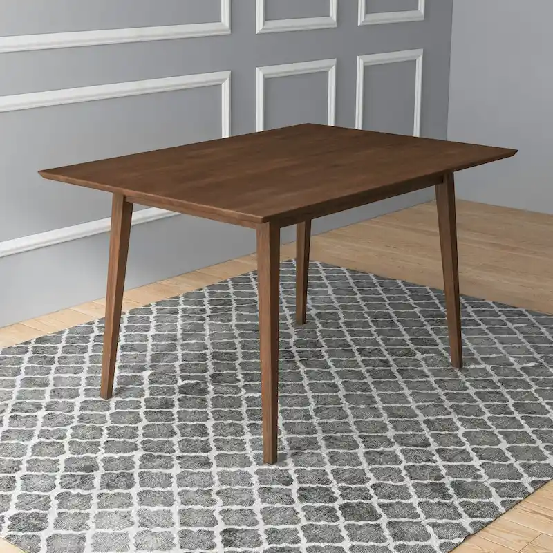 Alda Mid-Century Modern Rectangular Solid Wood Dining Table