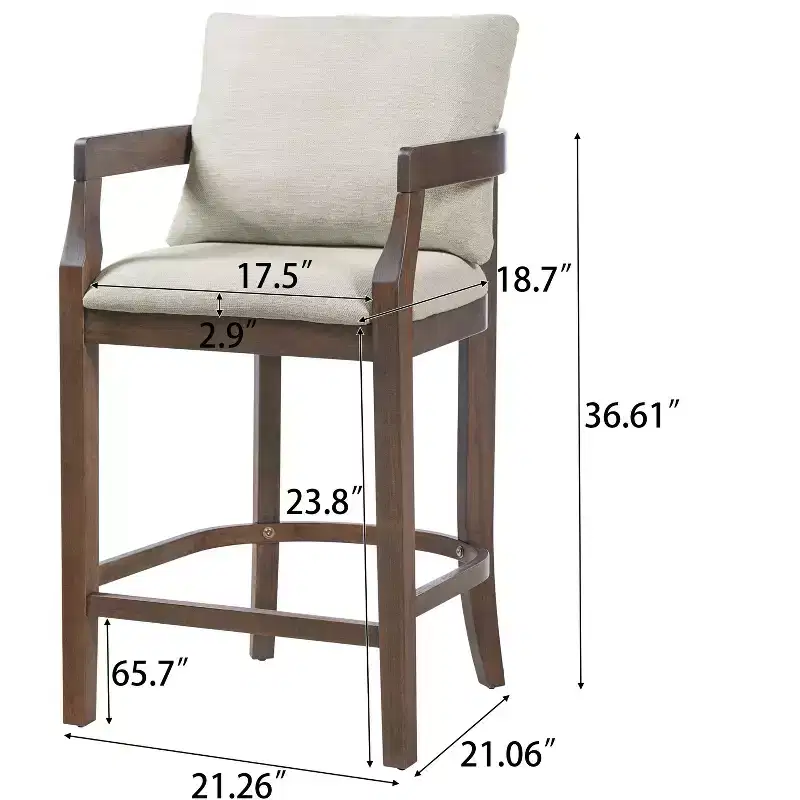 Christopher Knight Home Flora Rustic Rubberwood Upholstered Counter Stools with Curved Backrest and Pillows (Set of 2)