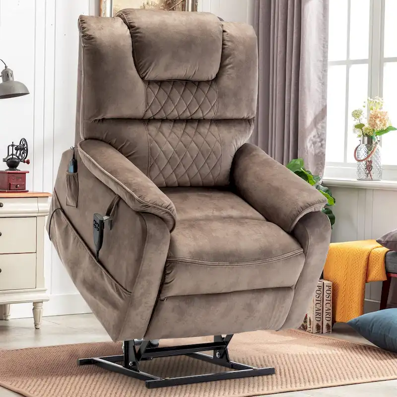 35.5W Dual Electric Power Lift Recliner,Massage&Heat,180 degrees