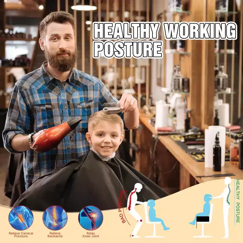 Kids Salon Booster Seat – Oversize Black Leather Cushion for Barber Chair