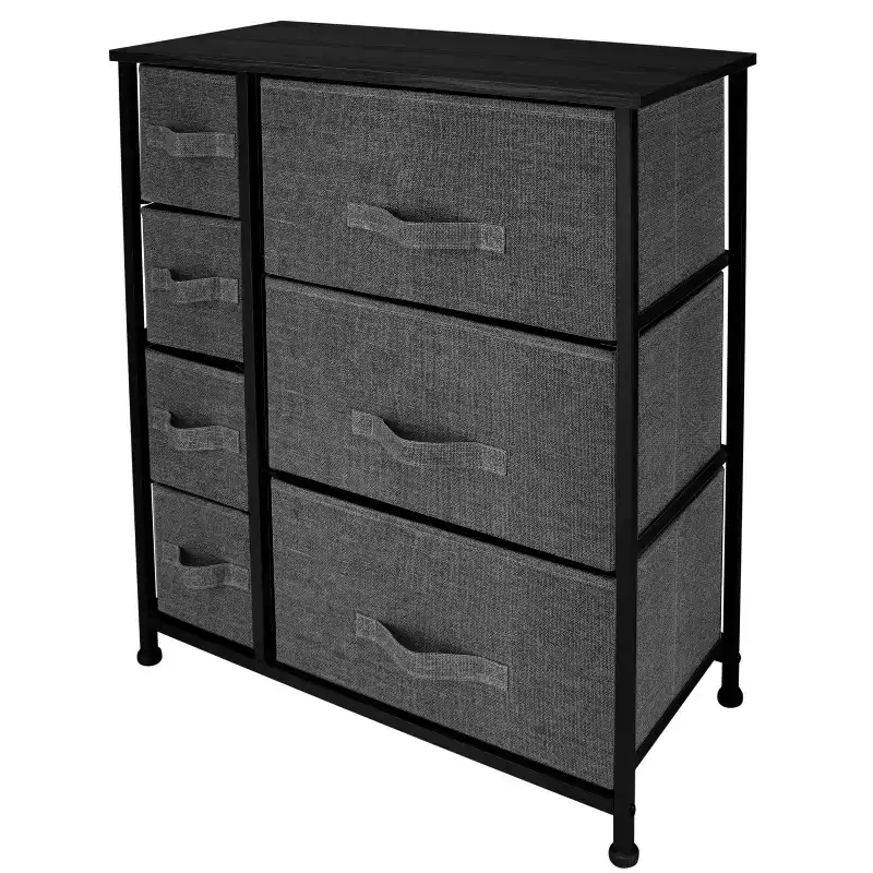 Simplify 7 Drawer Storage Chest Gray: Steel & Polypropylene Utility Storage Cabinet, Universal & Clothing Storage