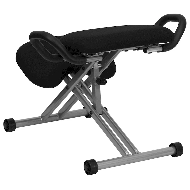 Ergonomic Kneeling Chair with Handles - Black Fabric