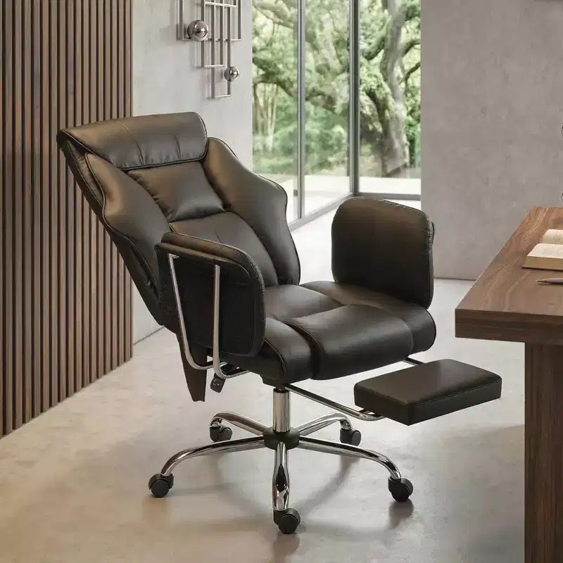 Massage Office Chair with 6 Points Vibration, Overstuffed Reclining Desk Chair with High Back, PU Leather, Adjustable Height, Swivel Wheels