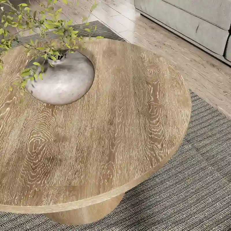 Furniture of America Vitten Modern Round Solid Wood Pedestal Coffee Table
