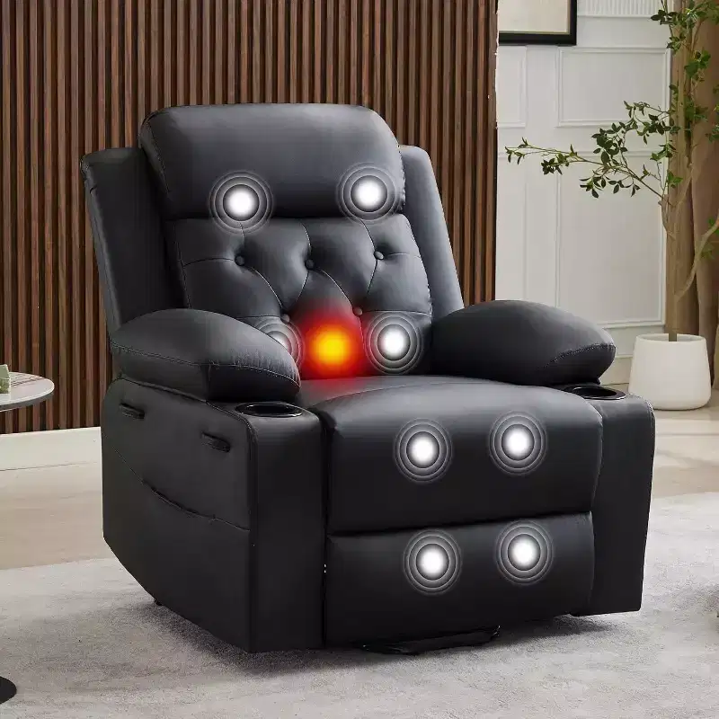 Oversized Power Lift Recliner Chair with Massage, Heating, Cup Holders & Side Pockets, Living Room