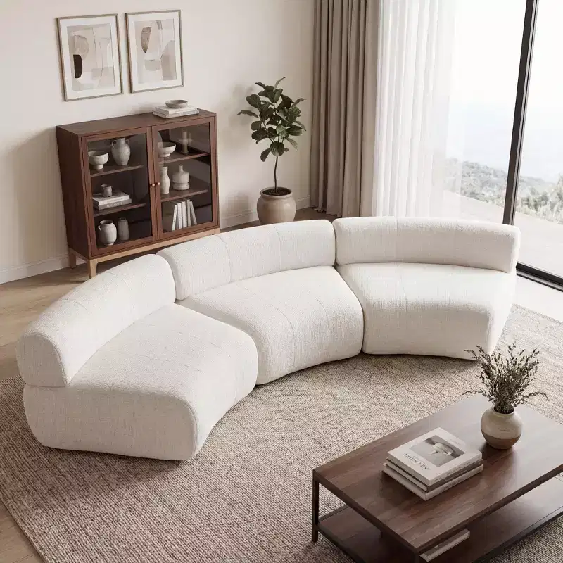 118.5 Modular Compressed Curved Upholstered 3-Seater Sectional Sofa