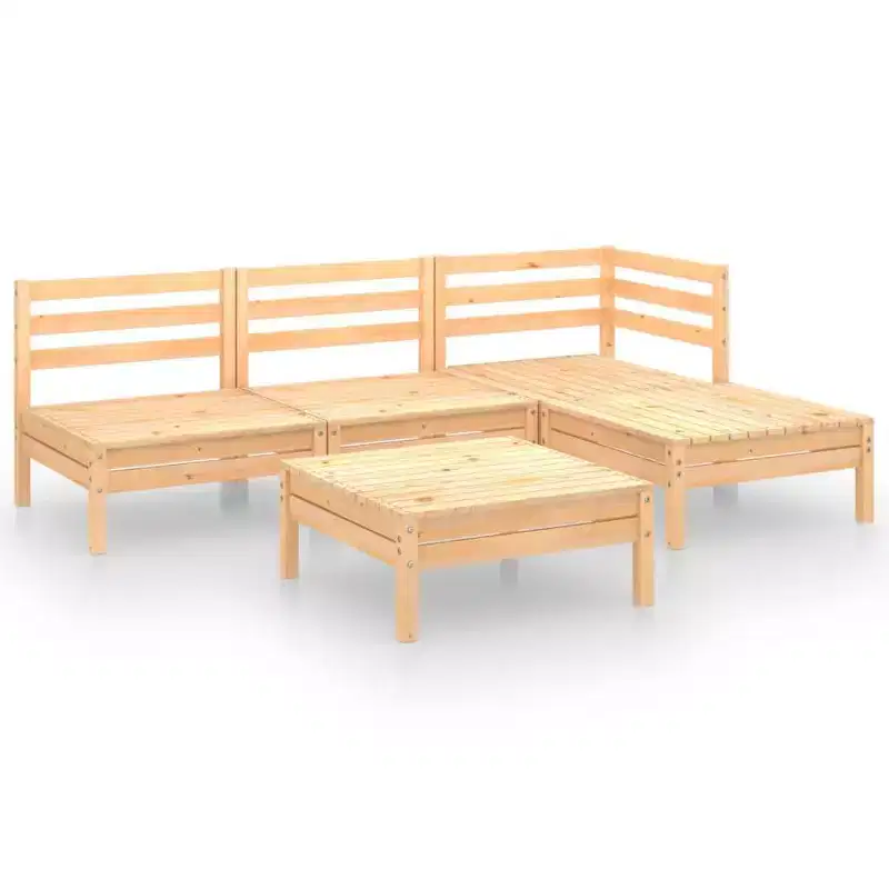 vidaXL Garden Lounge Set Natural Pine Solid Pinewood Medium Modular - Brown