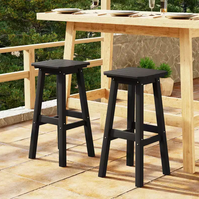 WestinTrends Malibu 29 All Weather Hdpe Outdoor Patio Square Backless Bar Stool (Set of 2)