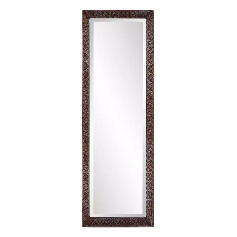 12"x36" Rectangular Full Length Dressing Mirror with Hand Crafted Metal Frame Bronze: Elegant Modern Decor