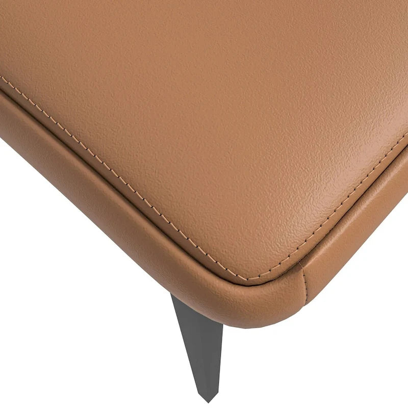 Leather Dining Chair in Black Iron Modern Upholstered Accent Kitchen Side Chair