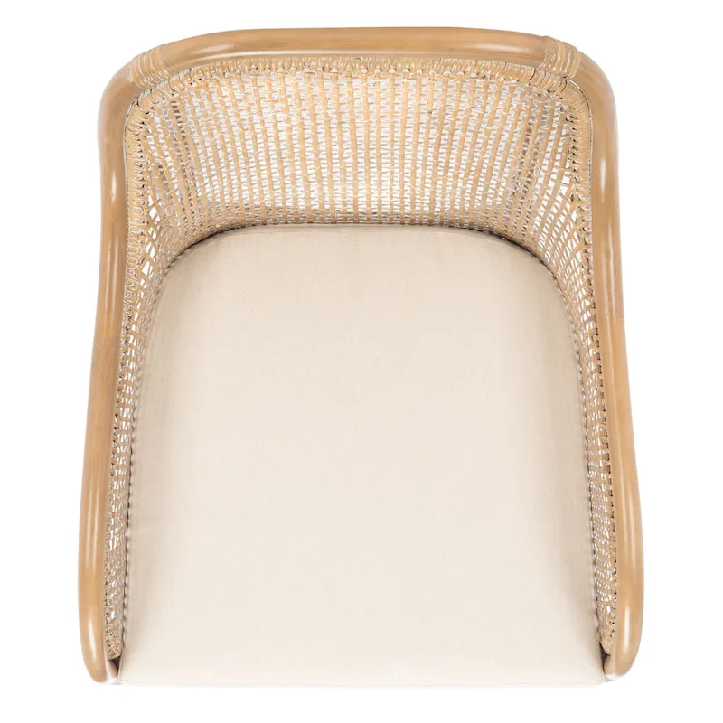 SAFAVIEH Rosalia Coastal Rattan Accent Chair with Cushion - 23.4 W x 24.8 L x 32.7 H - 23Wx25Dx33H