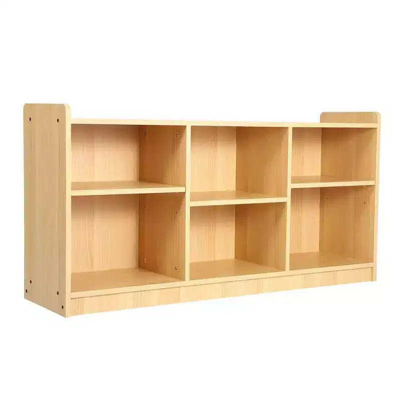 Shelf, 6 Compartment Toy & Book Organizer with Adjustable Dividers, Natural Finish Kids' Bookcase for Playrooms & Classrooms