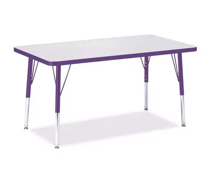 Elementary Height Rectangle Activity Table 24x36, Purple Edge, Height Adjustable