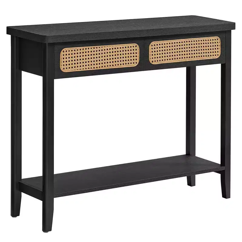 VASAGLE Console Table, Sofa Table, Narrow Entryway Table, Entry Table with 2 Drawers, Open Storage Shelf, Rounded Corners