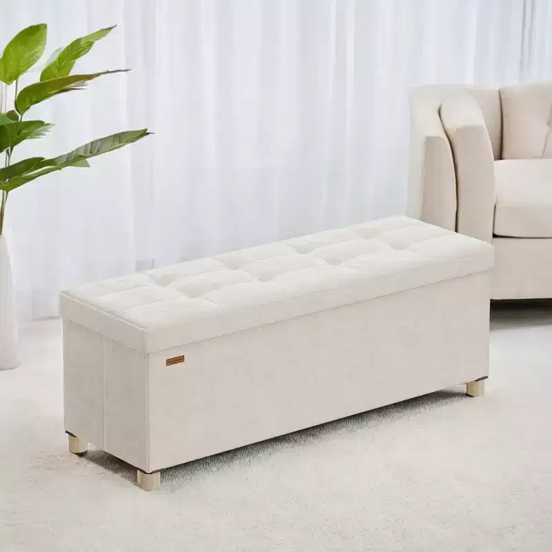 Storage Ottoman Bench, Storage Chest with Lid, 15 x 43.3 x 15.7 Inches, Foot Rest Stool, 30 Gal. (112 L), for Bedroom, Living Room