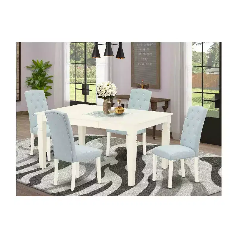 HomeStock Belmont Rectangle Dining Table Se Mahogany Finish, 1 Table and 4 Armless Chairs