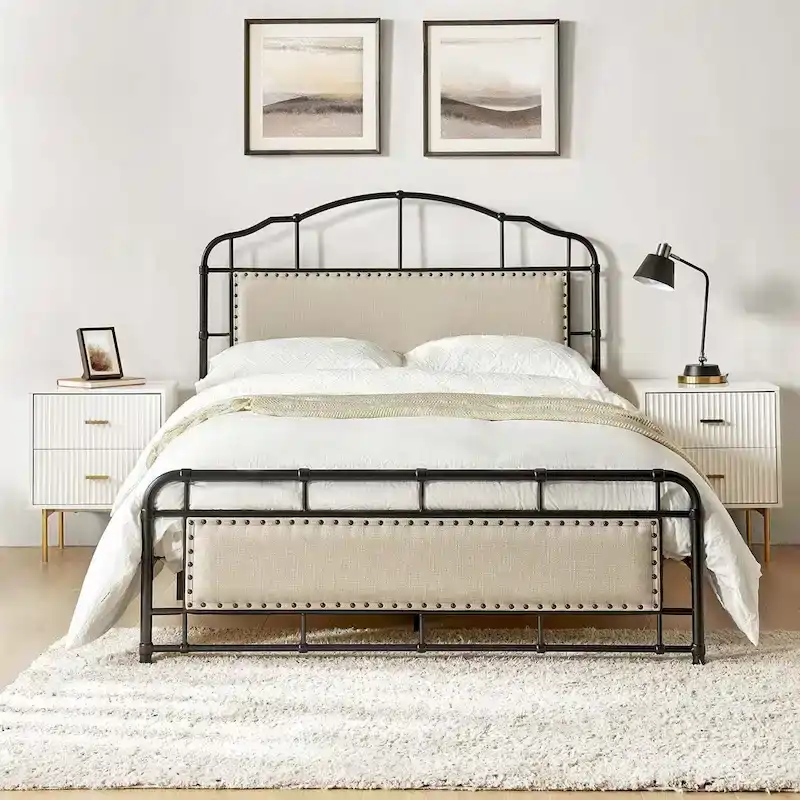 Industrial 62 High Headboard Platform Metal Bed Frame