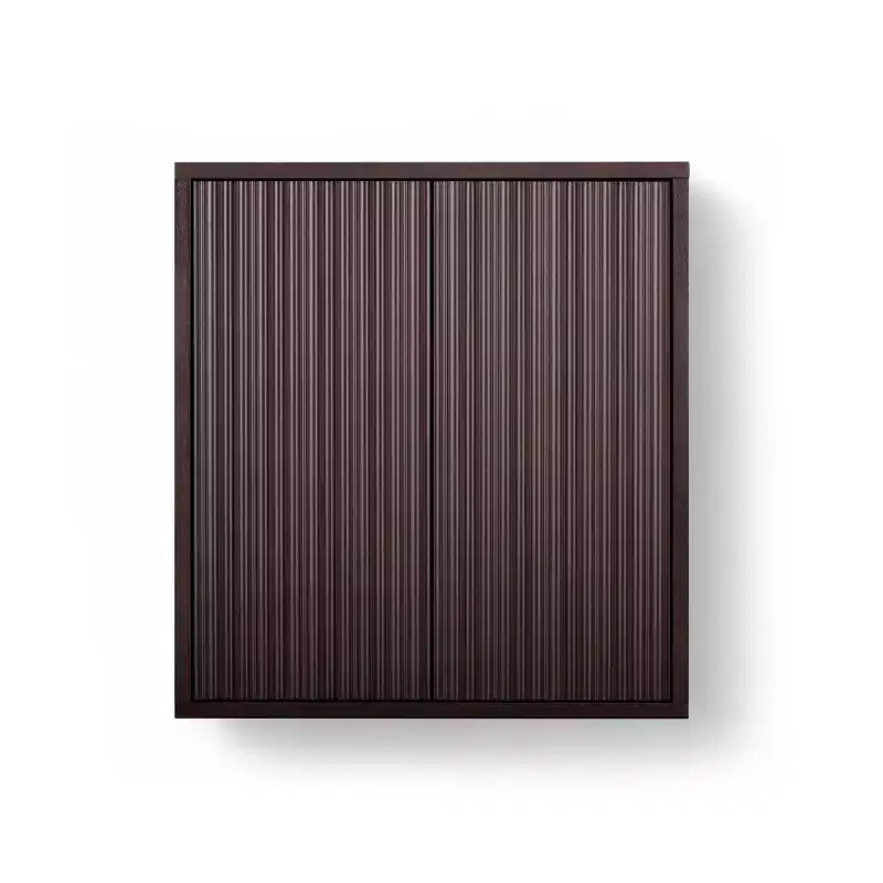 Modern Boho 2-Door Wall Cabinet with Solid Wood & Contemporary Fluted Fronts