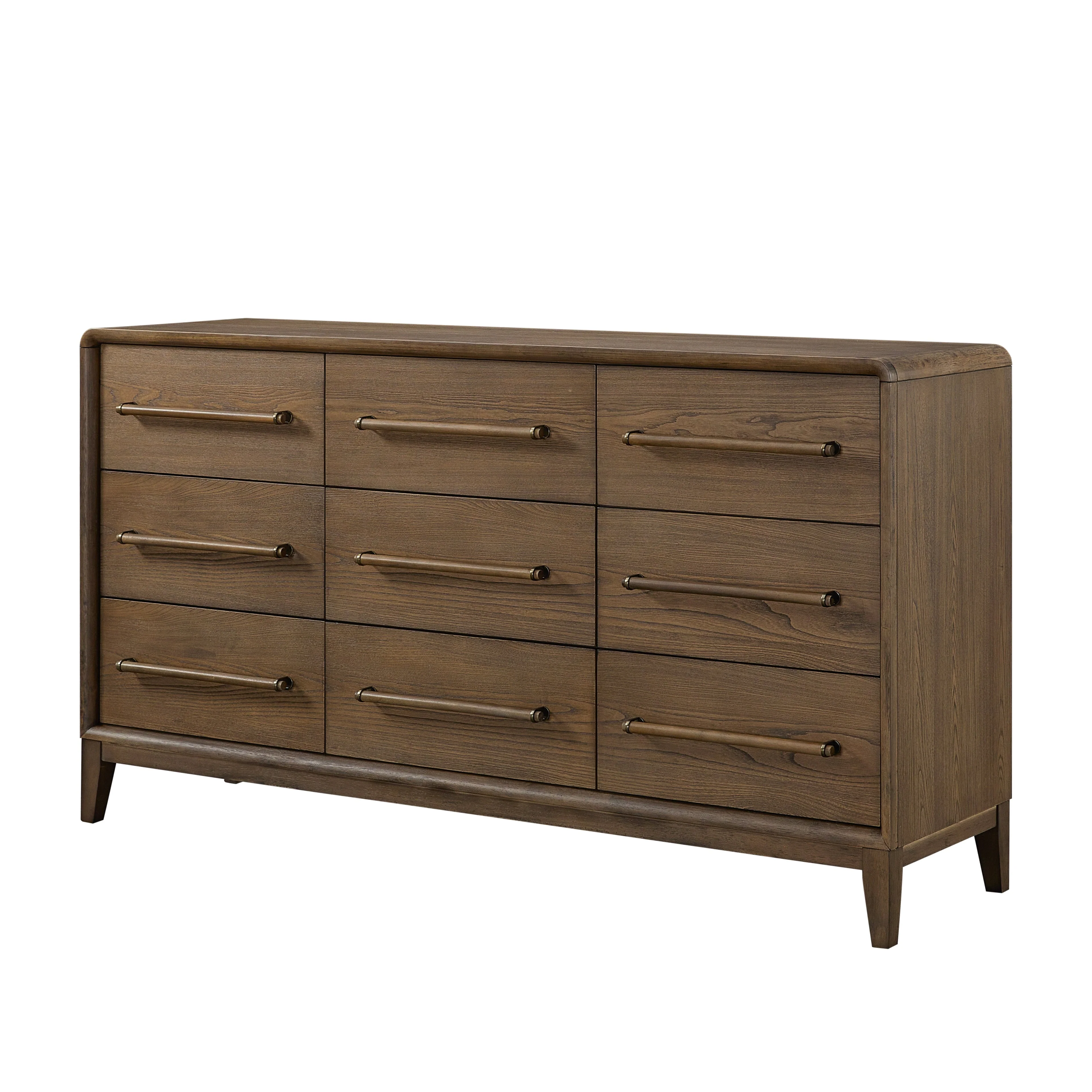 9-Drawer Latte Finish Solid Wood Bedroom Dresser