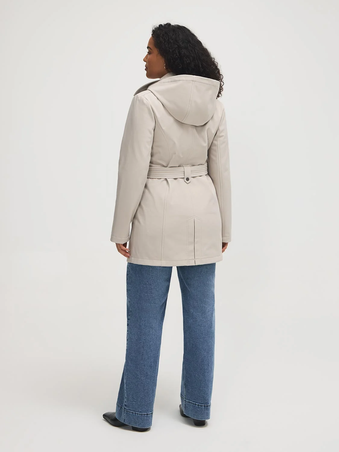 Mid-Length Hooded Trench Coat