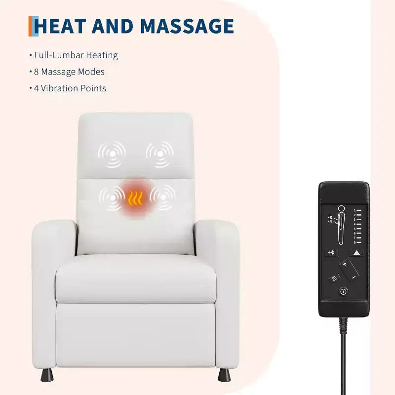 Ergonomic Power Recliner Chair - Massage & Heat Features, Adjustable Electric Recliner, Overstuffed PU Leather Single Sofa (Living Room Use)