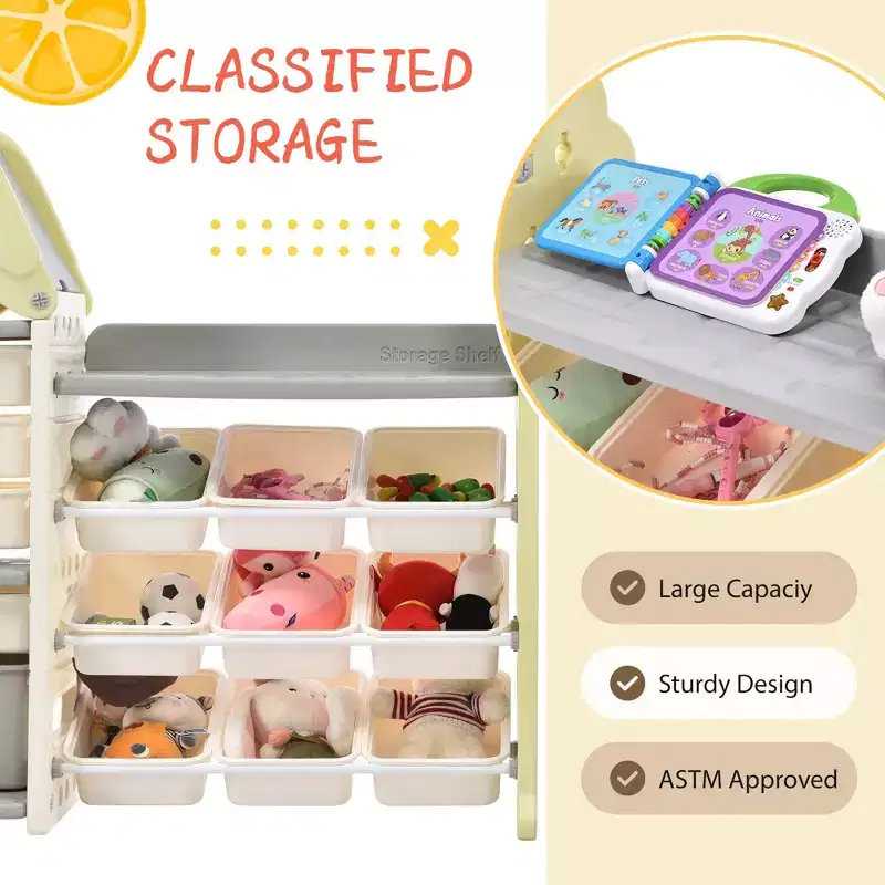 Kids Bookshelf Toy Storage Box, Multifunctional Toy Storage Cabinet with 14 Cubies for Nursery Kids Room Playroom Green