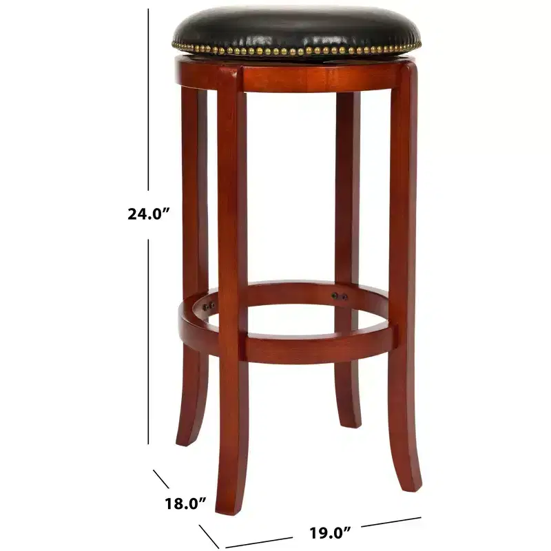 Ellwood Swivel Counter Stool - FOX7005 - Light Cherry/Black - Safavieh Couture