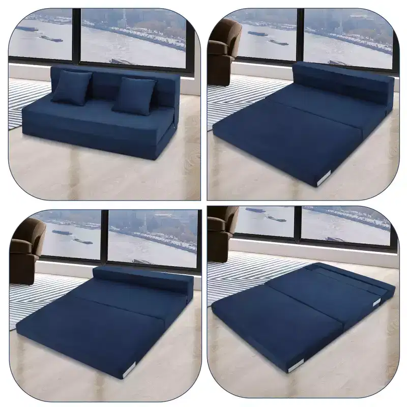 Versatile Convertible Folding Sofa Bed - Double Size 4-in-1 Lazy Floor Futon Couch with Pillows, High-Density Foam, collapsible Sleeper Lounge