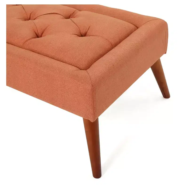 Tufted Ottoman - Orange: Rectangular Upholstered Bench for Entryway