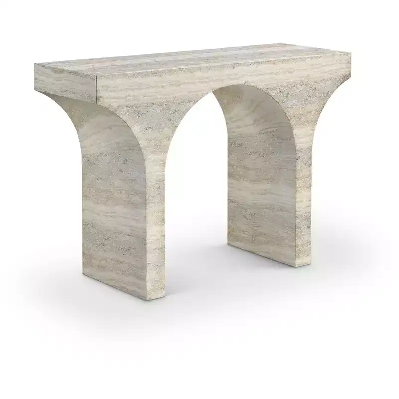 Meridian Furniture Pomezia Travertine Travertine Finish Console Table