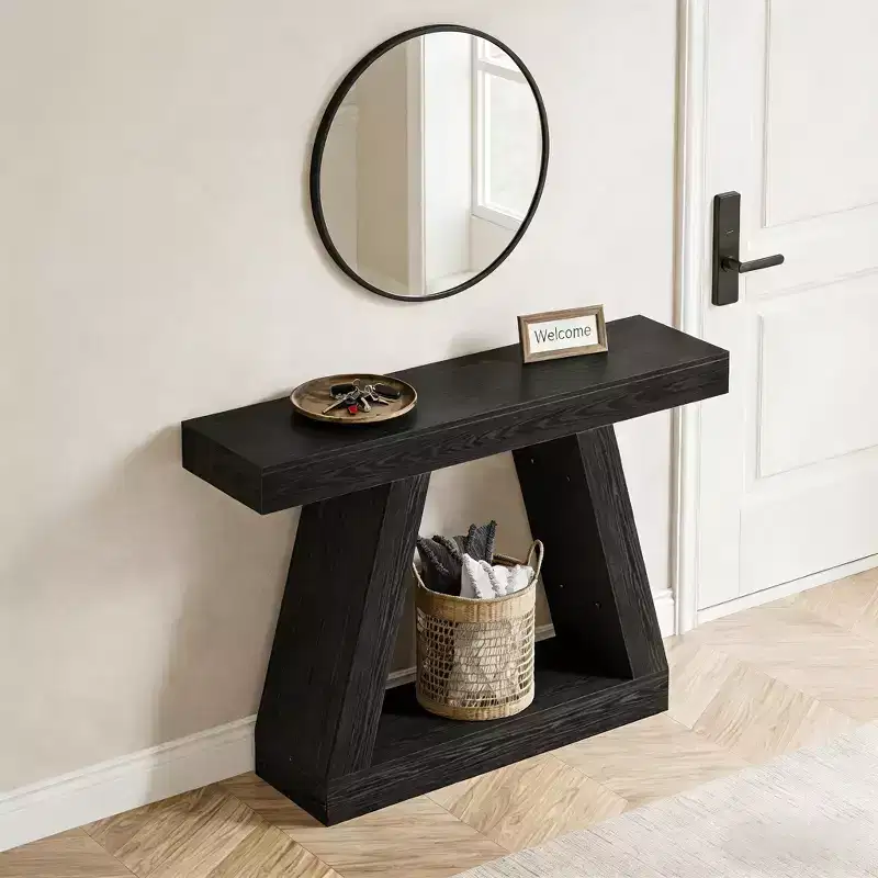 Black 2-Tier Farmhouse Console Table, 55
