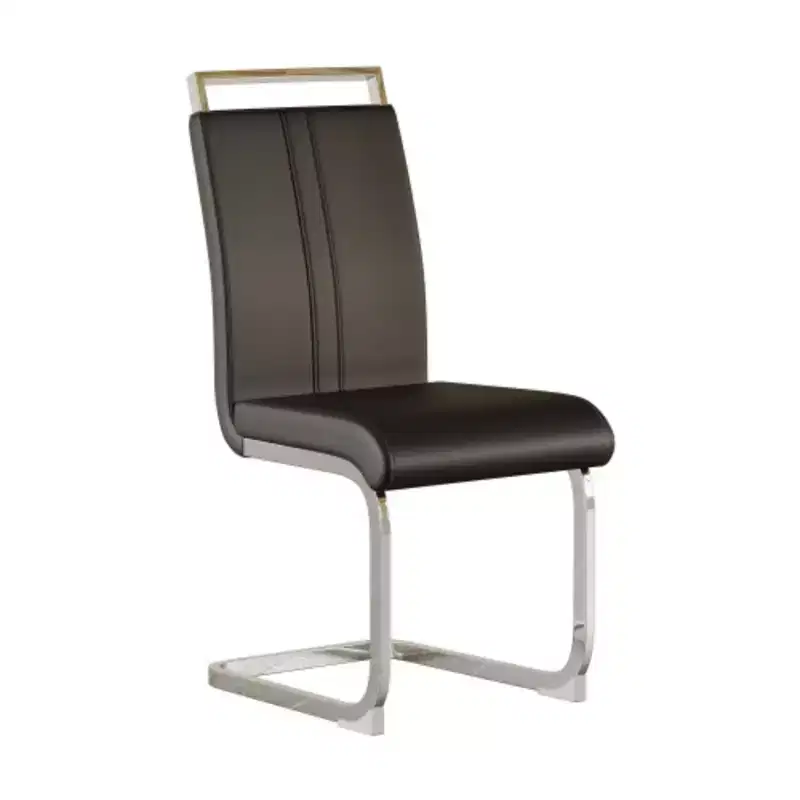 Modern High-Back Dining Chairs with C-Shaped Metal Legs, 2-Pack