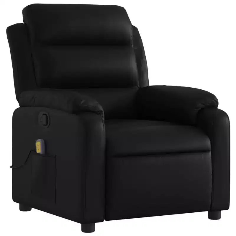 Massage Recliner Chair Adjustable Reclining Armchair Black Faux Leather Manual Push Back