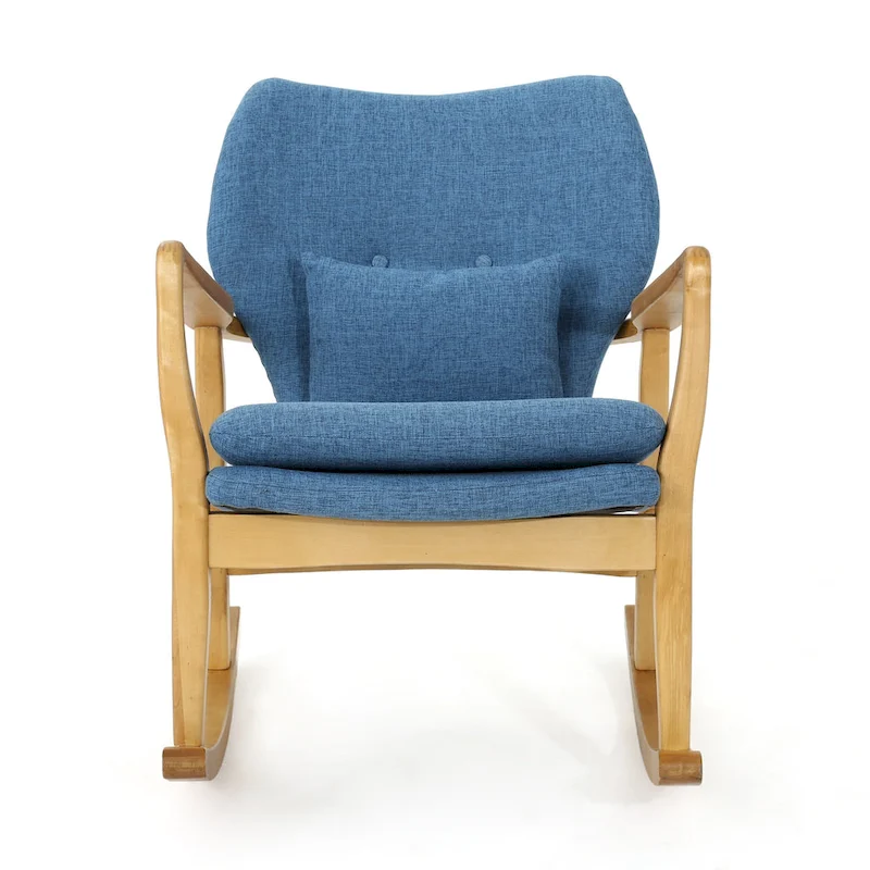 Solid Wood Rocking Chair with Linen Cushion and Premium Handcrafted